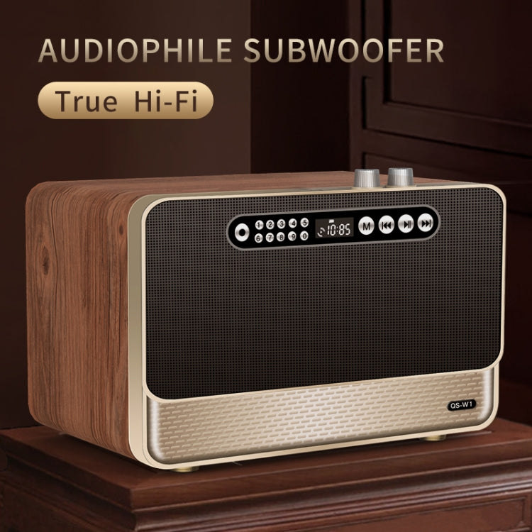 W1 Wooden HIFI Sound Effect Desktop Wireless Bluetooth Speaker(Gold)