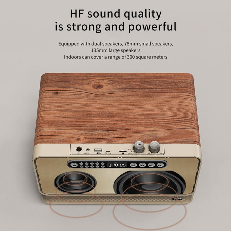 W1 Wooden HIFI Sound Effect Desktop Wireless Bluetooth Speaker(Gold)