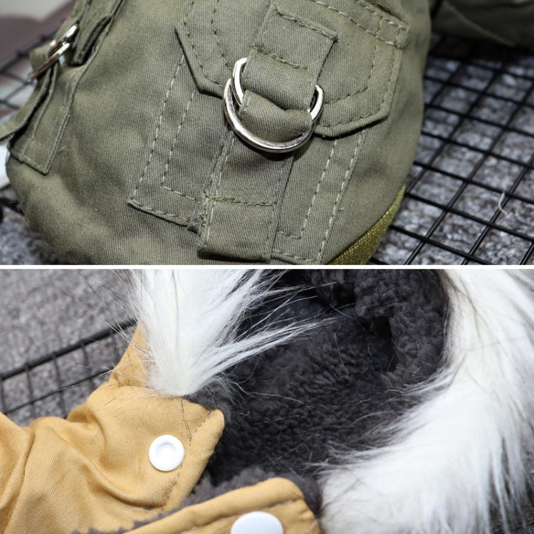 Thick Dog Clothes Pet Fur Vollar Hood Autumn Winter Cotton Coat, Color: