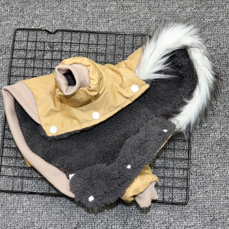 Thick Dog Clothes Pet Fur Vollar Hood Autumn Winter Cotton Coat, Color: