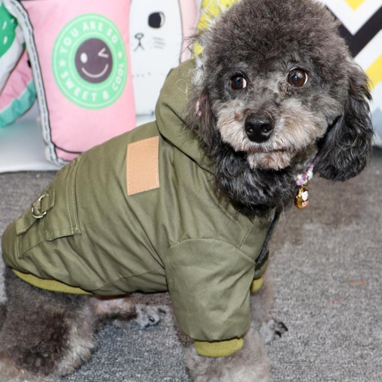 Thick Dog Clothes Pet Fur Vollar Hood Autumn Winter Cotton Coat, Color: