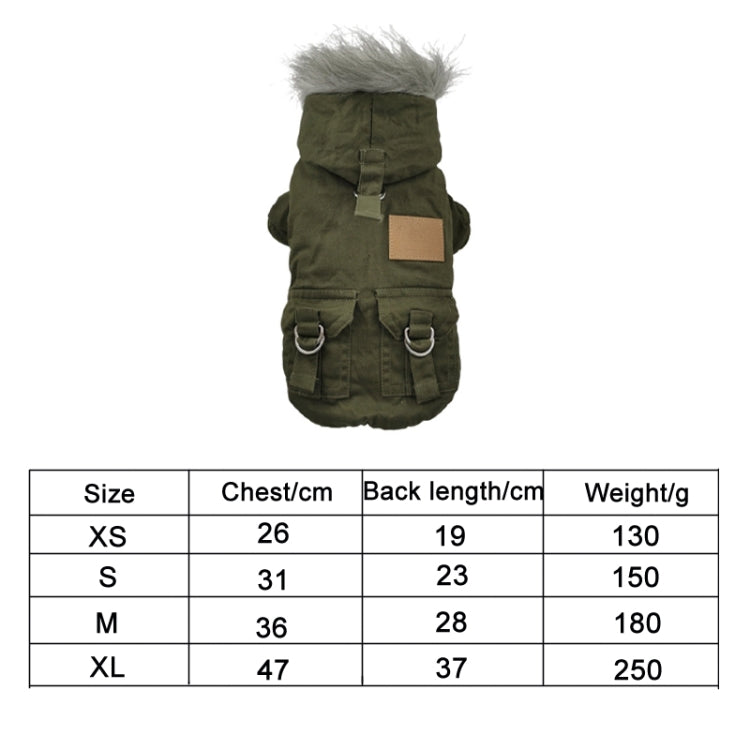 Thick Dog Clothes Pet Fur Vollar Hood Autumn Winter Cotton Coat, Color: