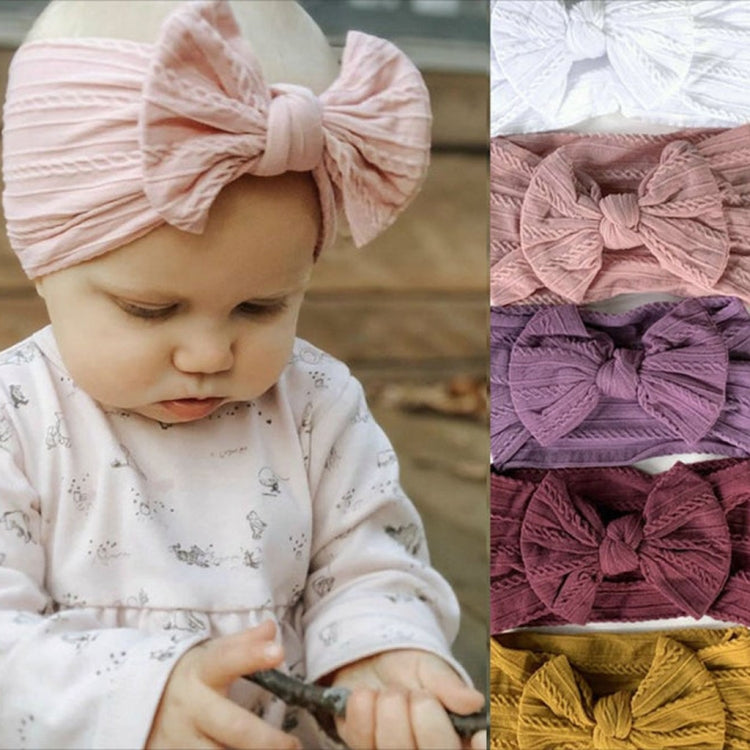 5 PCS Soft Jacquard Nylon Children Headwear Baby Bow Headband
