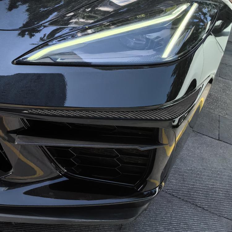 For Chevrolet Corvette C8 2pcs /Set Bumper Lip Decorative Sticker - Black