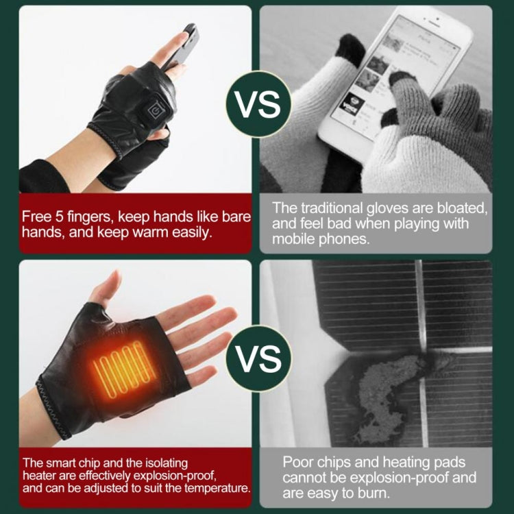 1 Pair Adjustable Temperature Rechargeable Intelligent Electric Heating Gloves Half Finger Gloves, Size: L