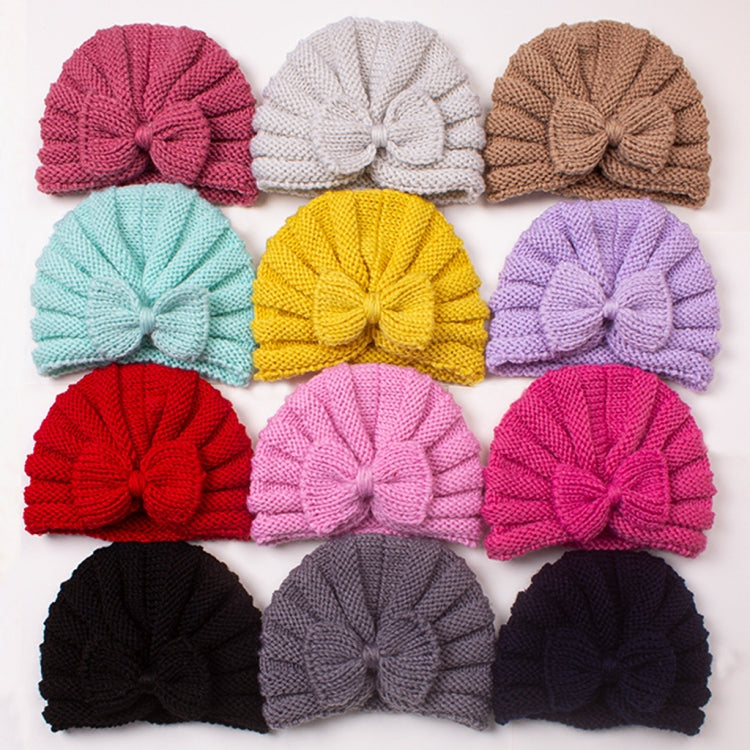 3 PCS X-22035 Autumn and Winter Baby Bow Knitted Hat Children Warming Wool Cap