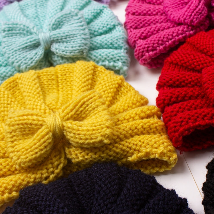 3 PCS X-22035 Autumn and Winter Baby Bow Knitted Hat Children Warming Wool Cap