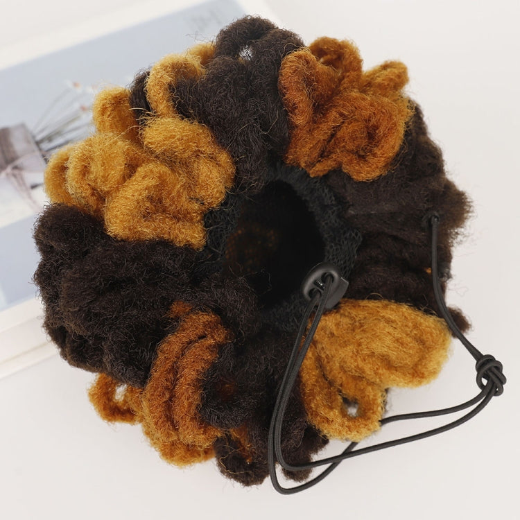 LSFBZB Drawstring Dreadlocks Wig Caterpillar Dreadlock Shaggy Hair Bun, Spec: 1BHBUG