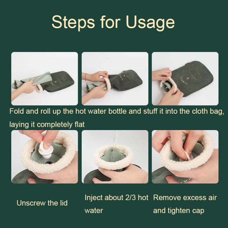 ZS0030 1000ml Plush Water-Filled Hot Water Bags Explosion-Proof Warming Water Bottle