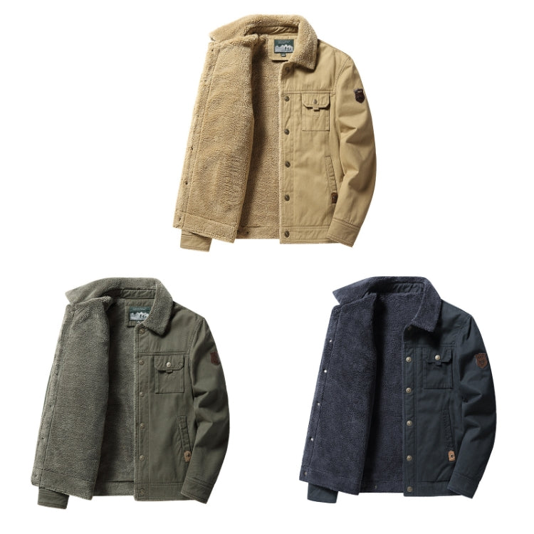 Autumn Winter Washed Cotton Padded Thickened Lapel Men Jacket, Size: