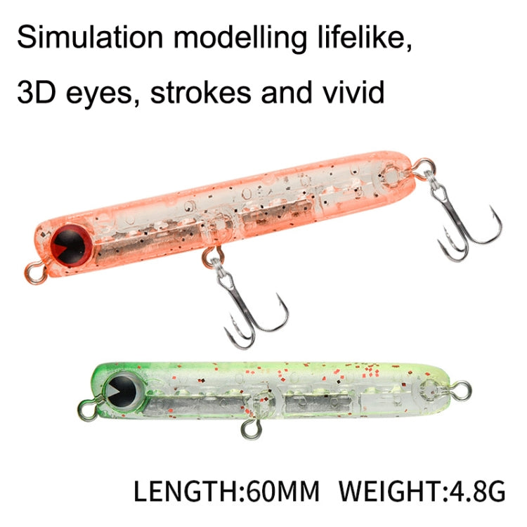 3pcs 4.8g 60mm Microbacter Pencil Top Horse Mouth Lure Bait Bionic Bait