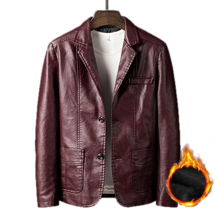 Men Slim Fit Business Casual Motorcycle Leather Jacket, Size: