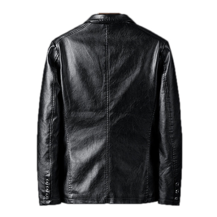 Men Slim Fit Business Casual Motorcycle Leather Jacket, Size: