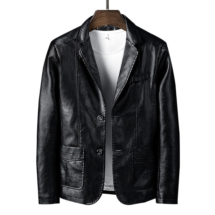 Men Slim Fit Business Casual Motorcycle Leather Jacket, Size: