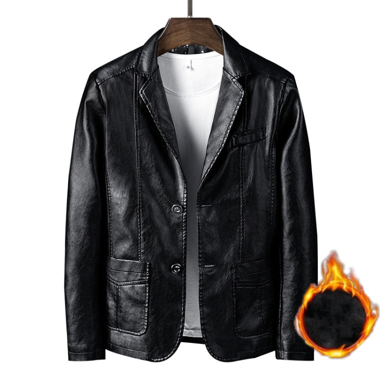 Men Slim Fit Business Casual Motorcycle Leather Jacket, Size: