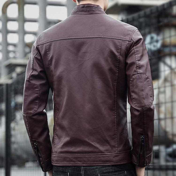 BS Autumn and Winter Man Leather Jacket Motorcycle Coat, Color: