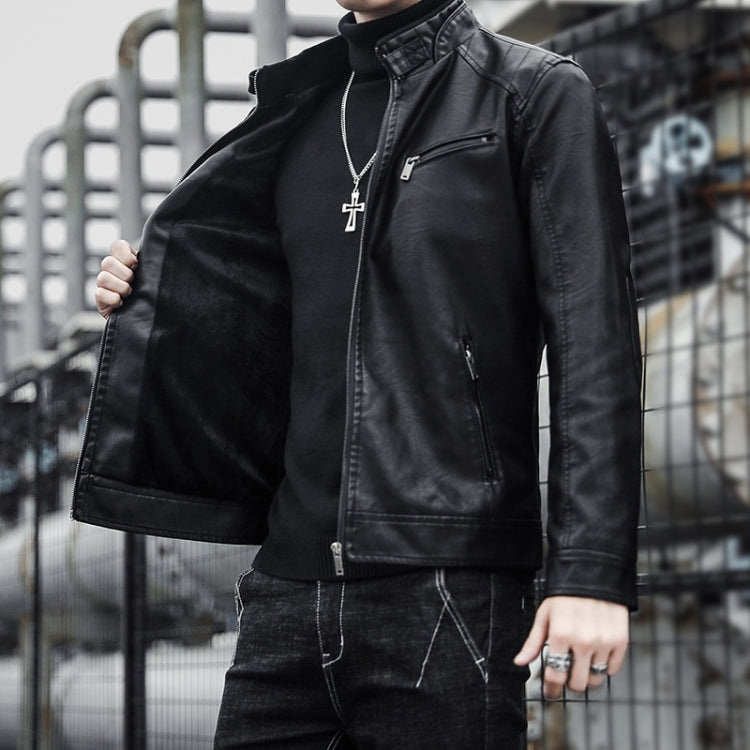 BS Autumn and Winter Man Leather Jacket Motorcycle Coat, Color: