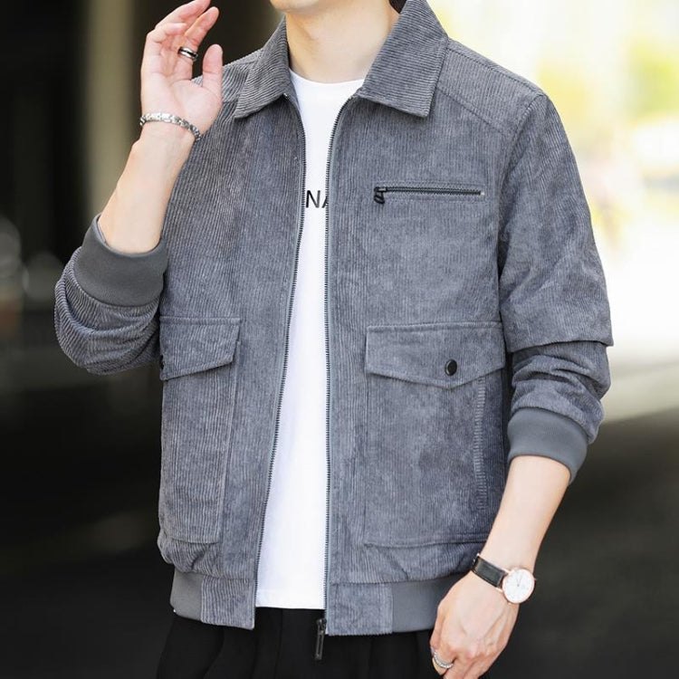 Autumn and Winter Casual Jacket Vintage Corduroy Lapel Coat, Color:
