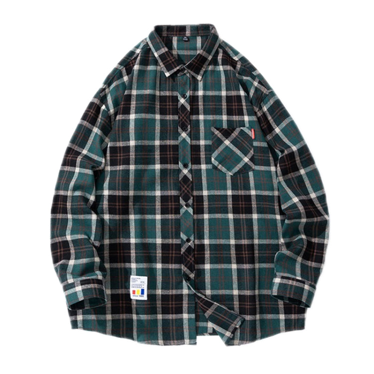 Men Plaid Printed Shirt Trendy Casual Tops, Size: