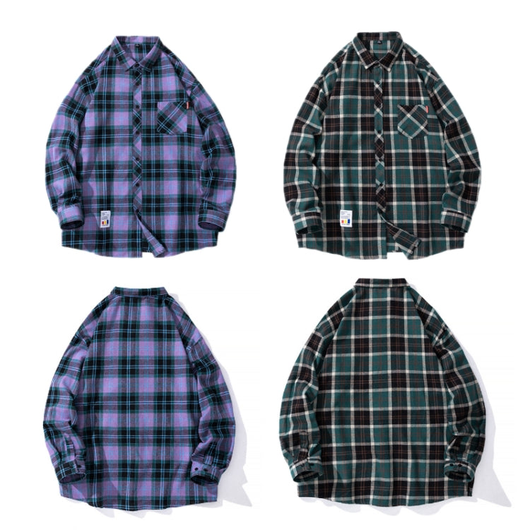 Men Plaid Printed Shirt Trendy Casual Tops, Size: