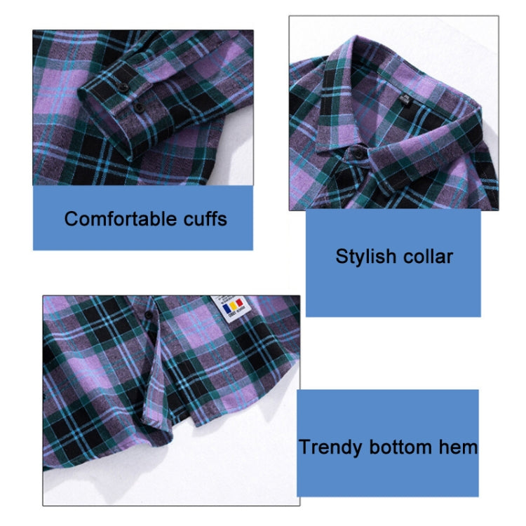 Men Plaid Printed Shirt Trendy Casual Tops, Size: