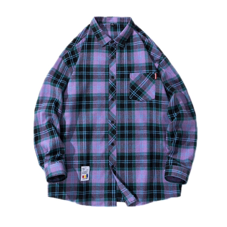 Men Plaid Printed Shirt Trendy Casual Tops, Size: