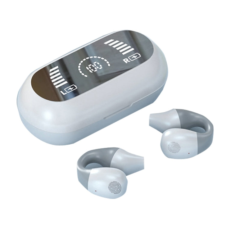 S3 Bone Conduction Sports Drop Off Noise Reduction Wireless Bluetooth TWS Earphone, Style: Digital Edition (White Gray)