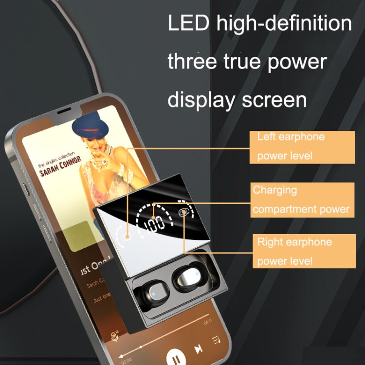 Slide Cover Wireless Bluetooth 5.2 Mirror In-Ear Digital Display Binaural Talking TWS Earphone