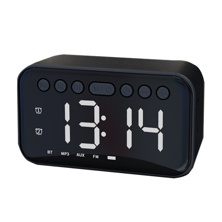 AI Intelligent Wireless Bluetooth Speaker Inserting Card Clock Portable Audio, Style: Charging Edition (Black)