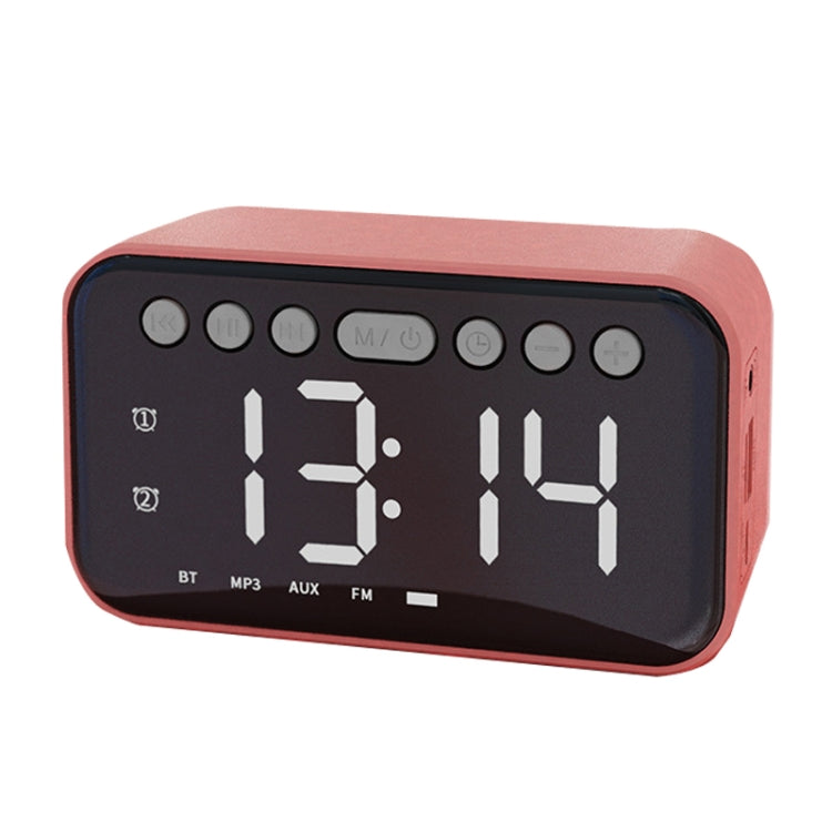 AI Intelligent Wireless Bluetooth Speaker Inserting Card Clock Portable Audio, Style: Charging Edition (Coral Red)