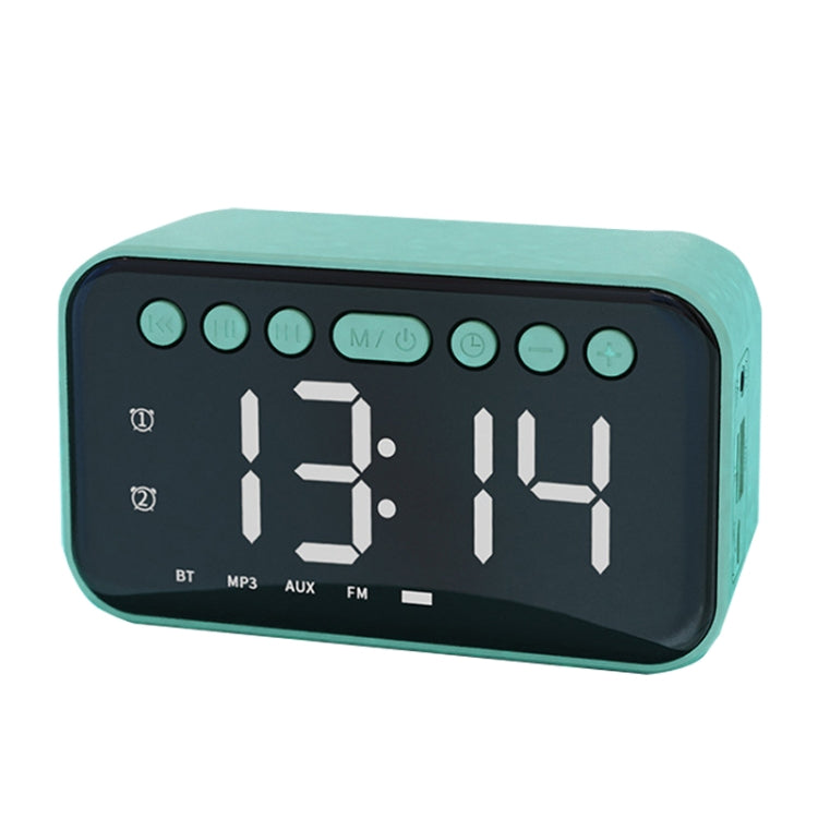 AI Intelligent Wireless Bluetooth Speaker Inserting Card Clock Portable Audio, Style: Charging Edition (Seaweed Green)