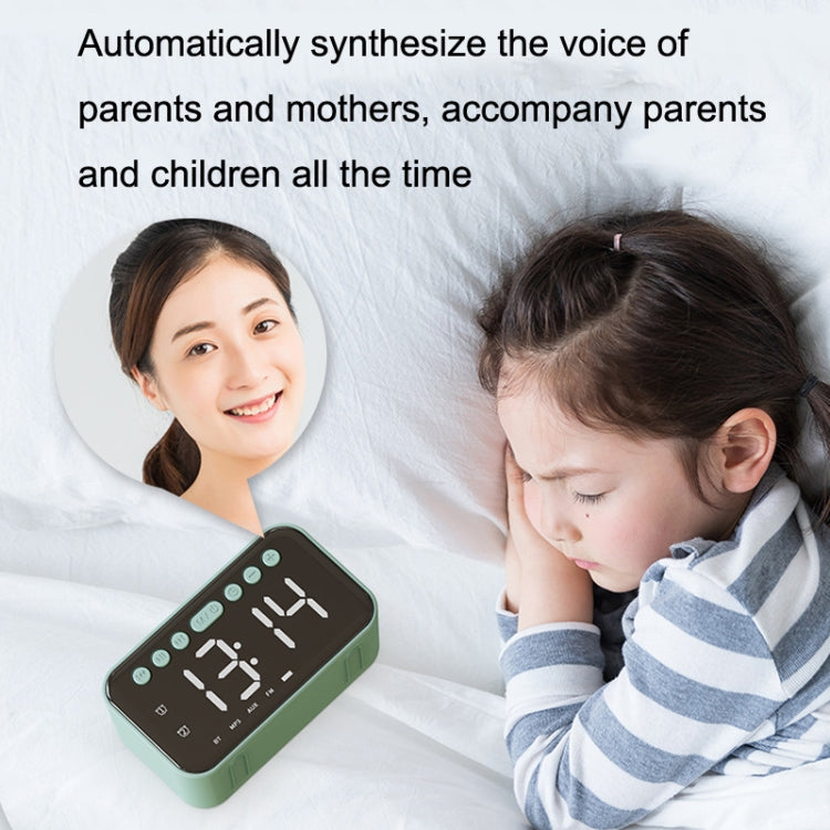 AI Intelligent Wireless Bluetooth Speaker Inserting Card Clock Portable Audio, Style: Charging Edition (Seaweed Green)