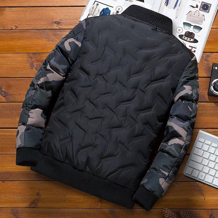 Men Jacket Winter Down Cotton Jacket Camouflage Baseball Jacket, Size: