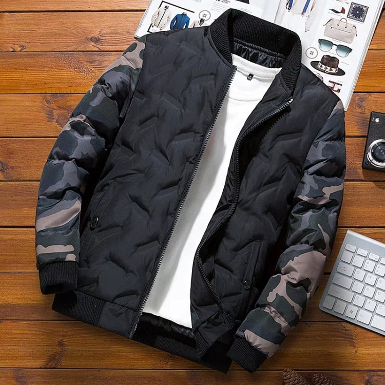 Men Jacket Winter Down Cotton Jacket Camouflage Baseball Jacket, Size: