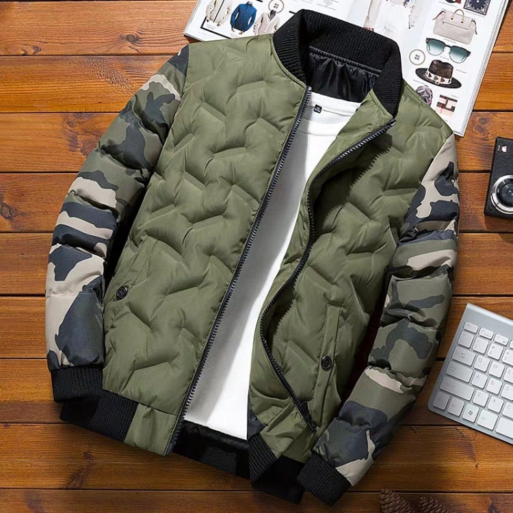 Men Jacket Winter Down Cotton Jacket Camouflage Baseball Jacket, Size: