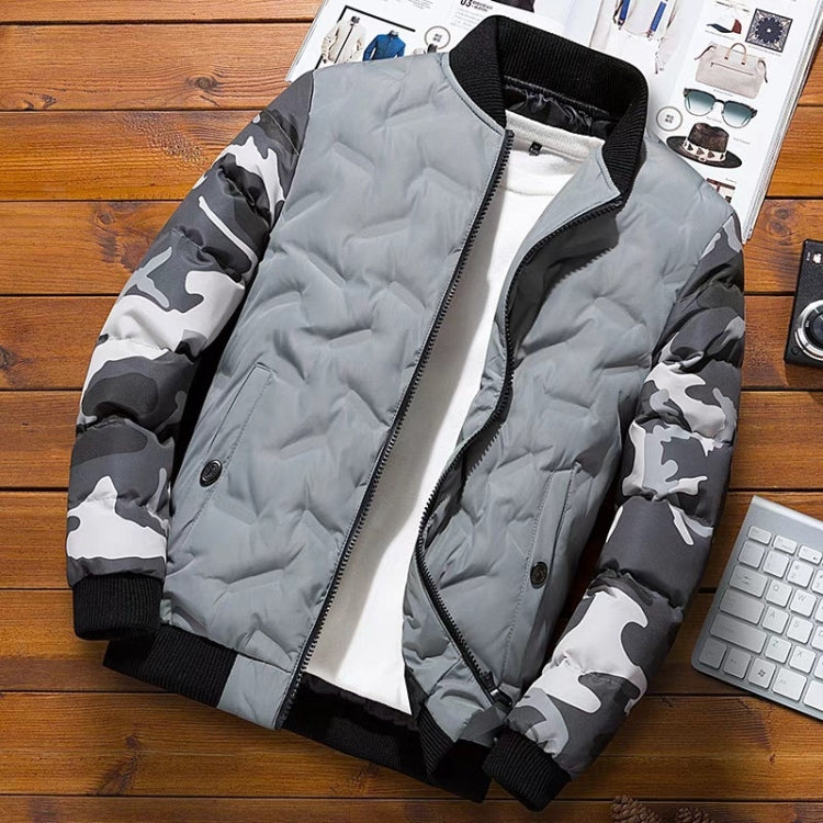 Men Jacket Winter Down Cotton Jacket Camouflage Baseball Jacket, Size: