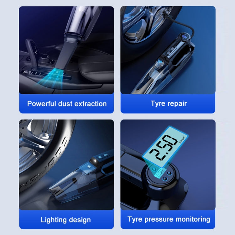 4 in 1 Car Vacuum Cleaner Portable Inflator Pump, Models: Wired Digital + Bag