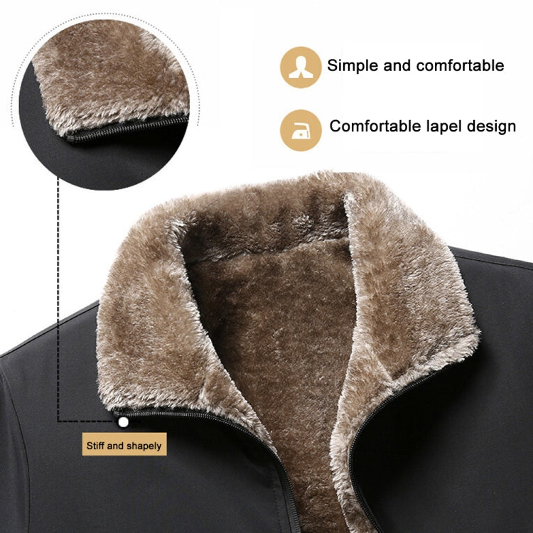 Autumn and Winter Middle-aged Dad Jacket Men Velvet Thickening Clothes, Size: