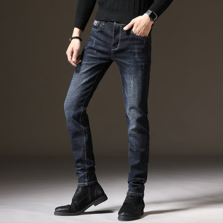 Autumn and Winter Men Jeans Thickened Warm Slim Chinos, Size: