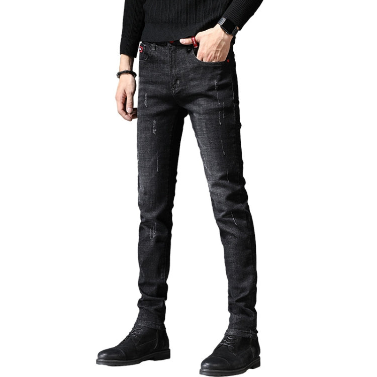Autumn and Winter Men Jeans Thickened Warm Slim Chinos, Size: