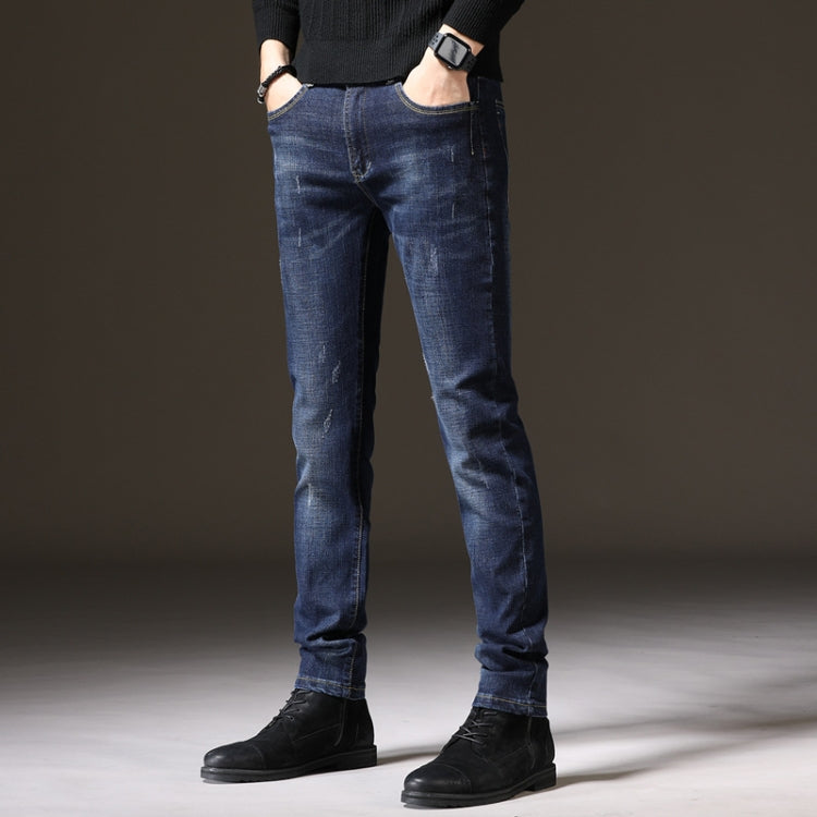 Autumn and Winter Men Jeans Thickened Warm Slim Chinos, Size: