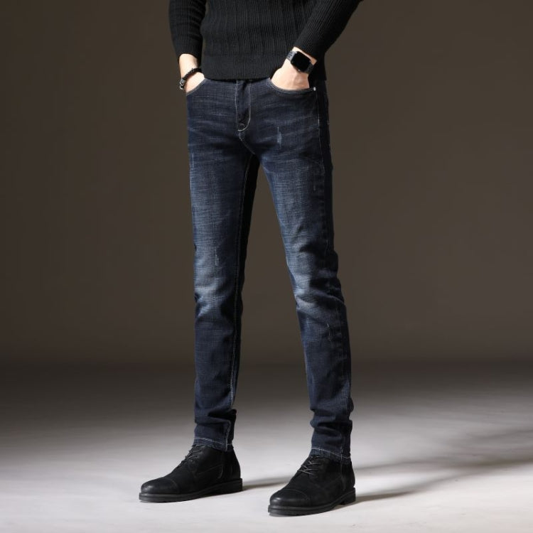 Autumn and Winter Men Jeans Thickened Warm Slim Chinos, Size: