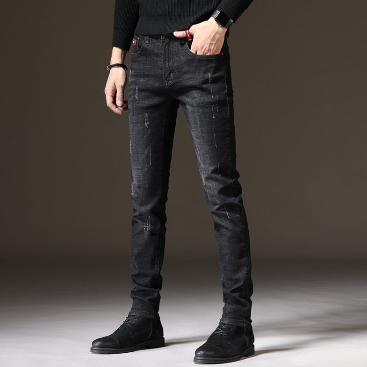 Autumn and Winter Men Jeans Thickened Warm Slim Chinos, Size: