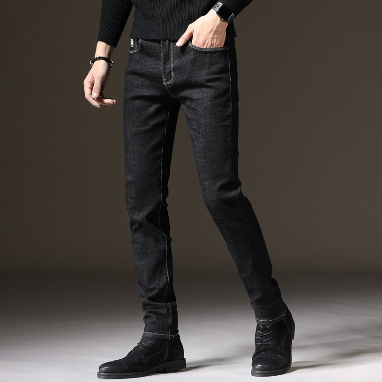 Autumn and Winter Men Jeans Thickened Warm Slim Chinos, Size: