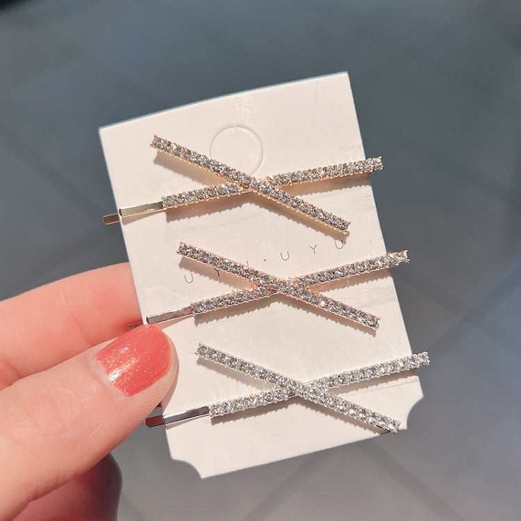 10pcs X-shaped Cross Rhinestone Full Diamond Hair Clip Teenage Girls Headdress
