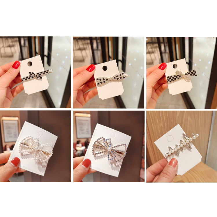 10pcs Rhinestone Fashion Hair Clips Women Bangs Headwear, Styles: 331 Checkerboard X-shaped