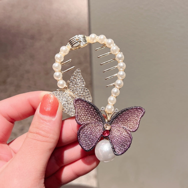 4pcs Rhinestone Butterfly Hair Clip Embroidered Ponytail Hair Clasp