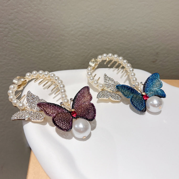 4pcs Rhinestone Butterfly Hair Clip Embroidered Ponytail Hair Clasp