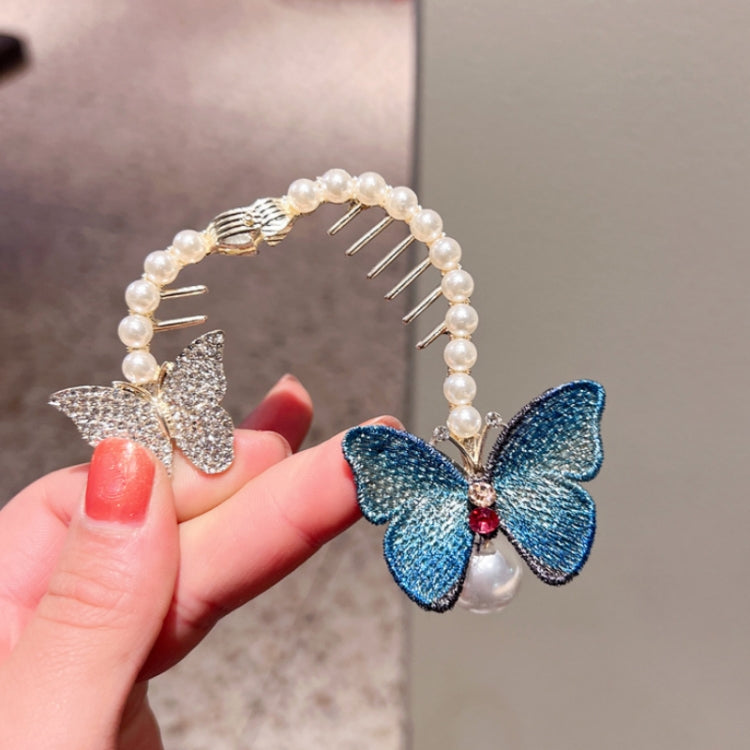 4pcs Rhinestone Butterfly Hair Clip Embroidered Ponytail Hair Clasp