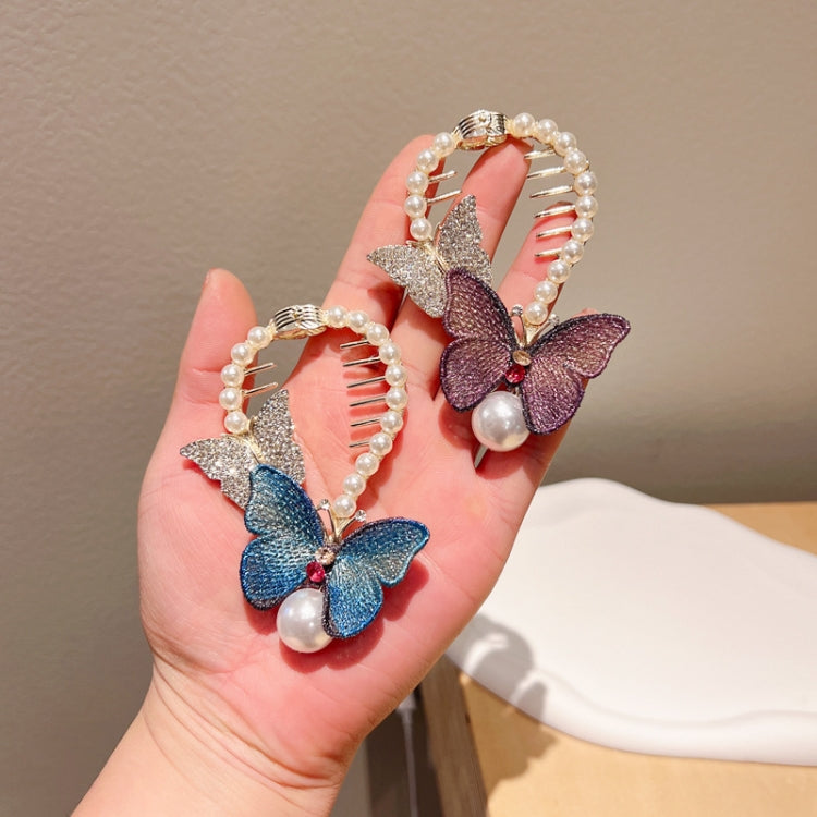 4pcs Rhinestone Butterfly Hair Clip Embroidered Ponytail Hair Clasp